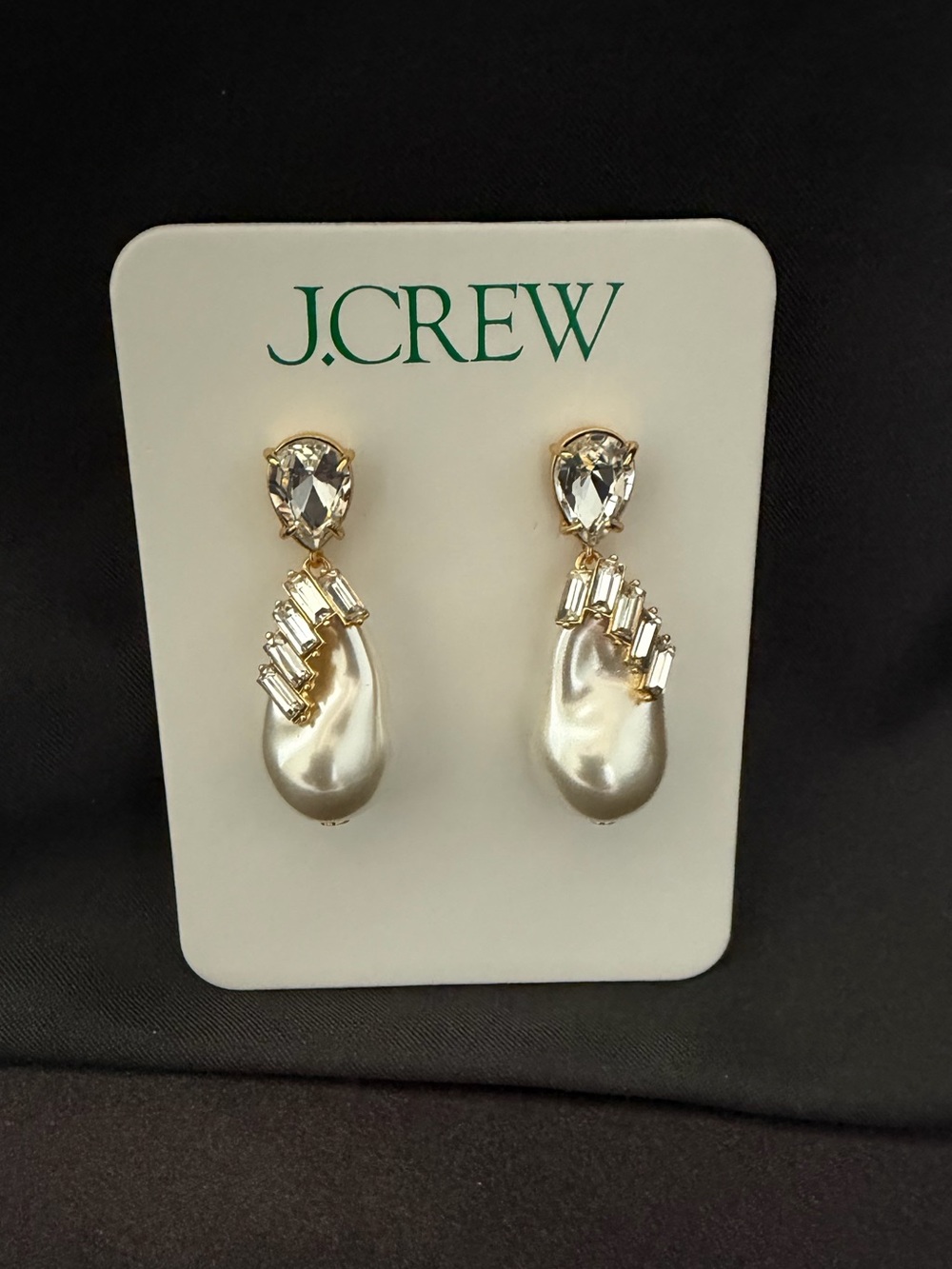 J. Crew Faux Pearl and Crystal Drop Earrings